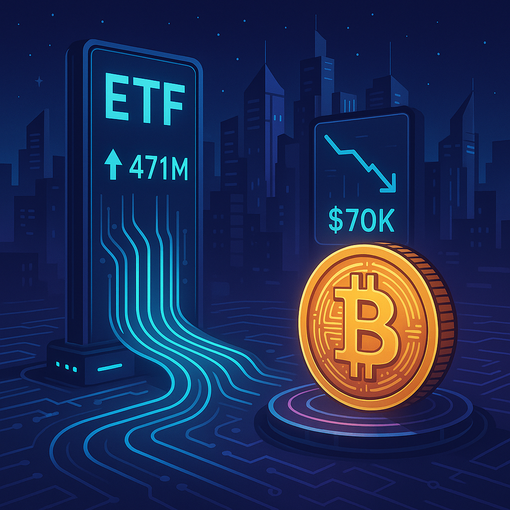 Bitcoin ETF Inflows Exceed $471M, Yet BTC Stays Below $70K